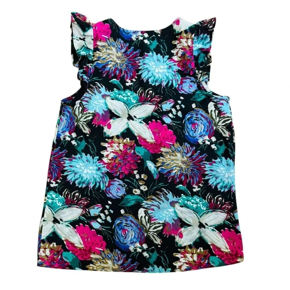 J. Crew Women's Floral Sleeveless Ruffle Blouse 00 Coquette Lolita preppy garden